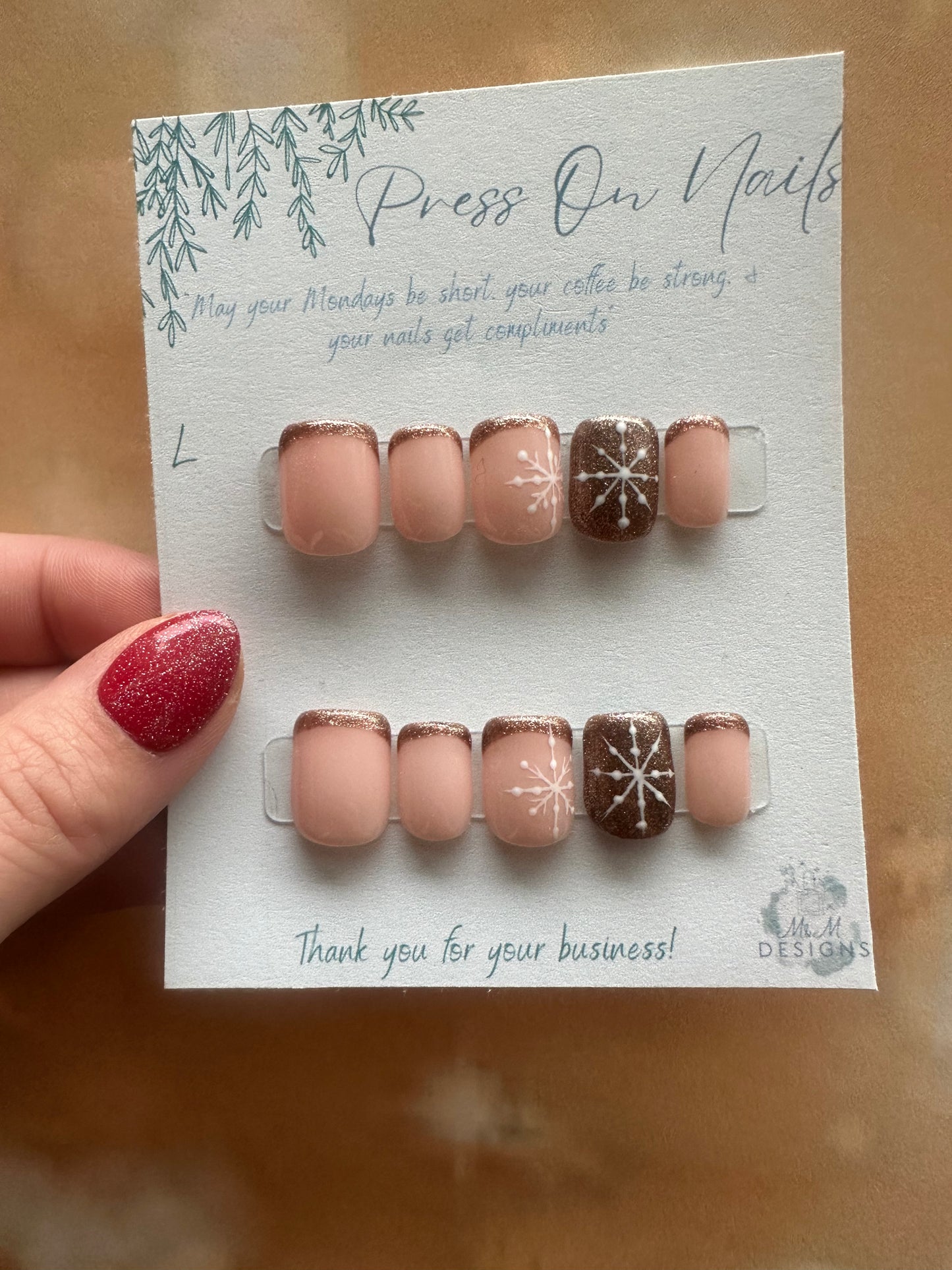 Brown Glitter Winter Nails