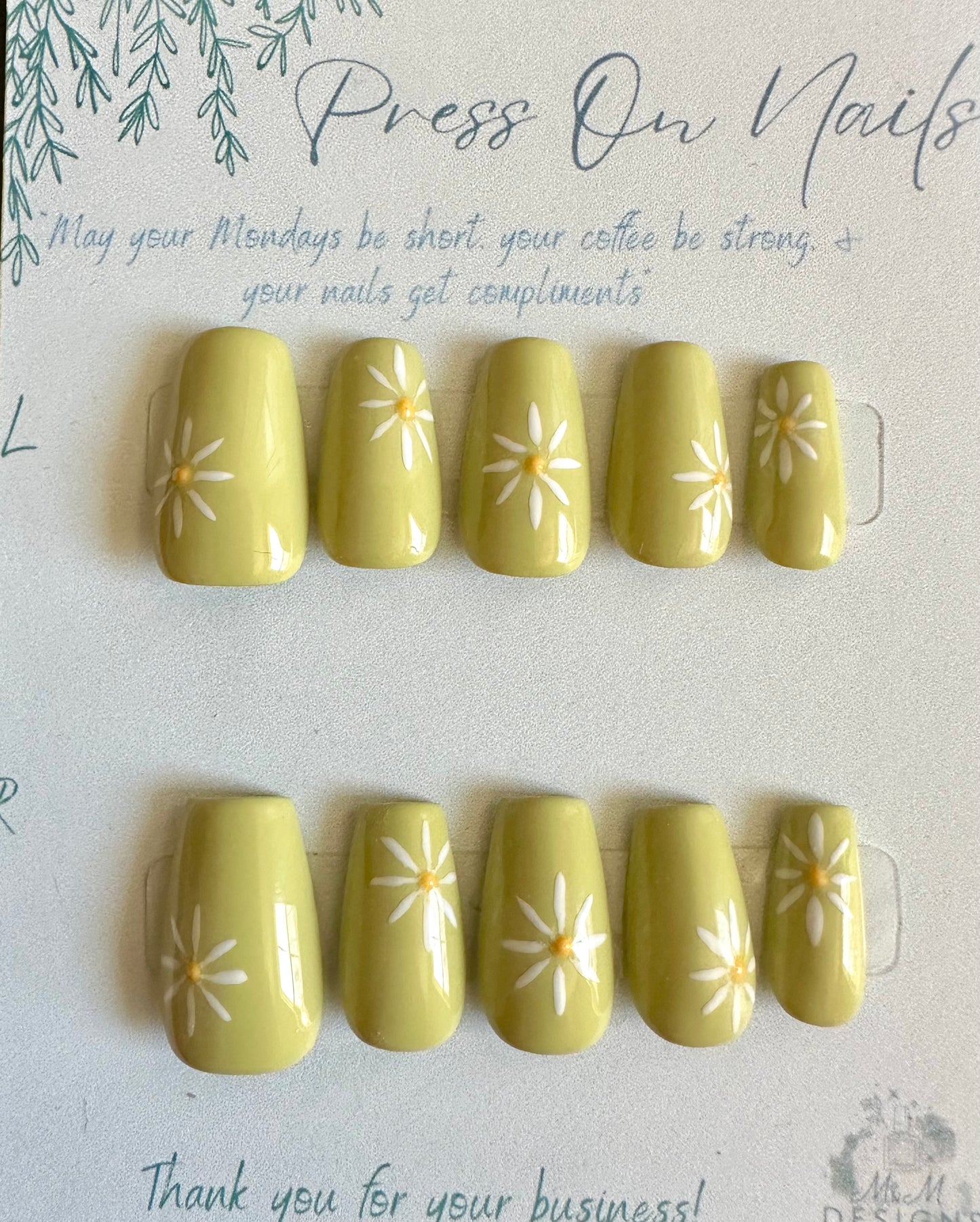 Green With Flowers Nails