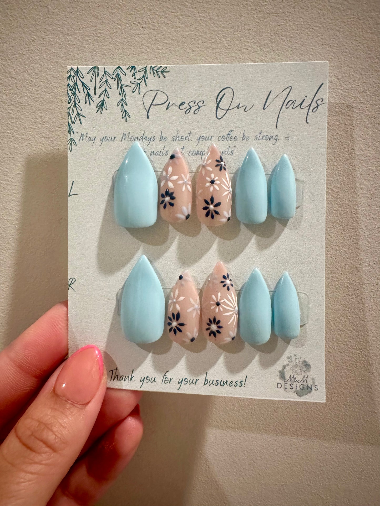 Spring Blue Nails