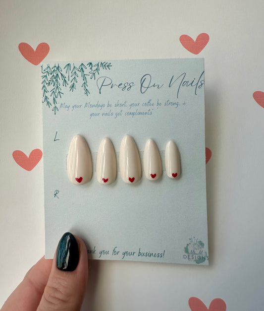 Vanilla With Red Heart Nails
