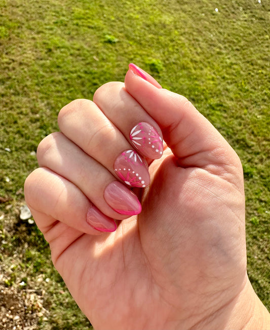 Pink Flower Nails