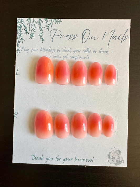 Pink & Orange Airbrush Nails